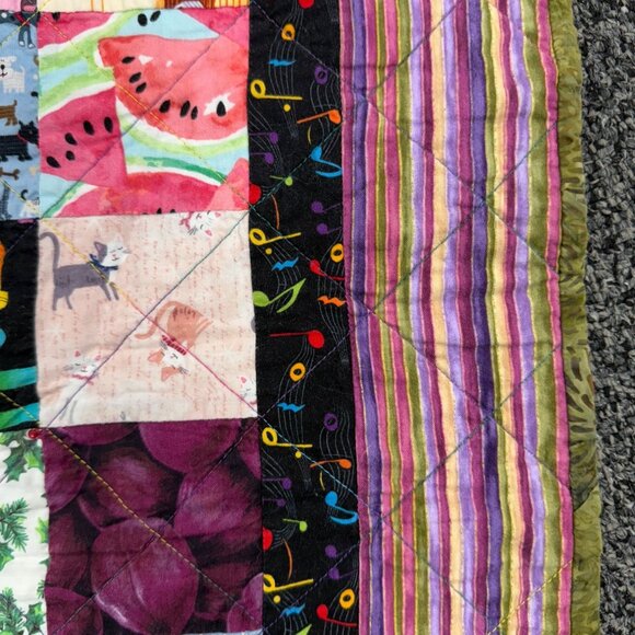 Handmade I Spy Patchwork Quilt 38"x38" By Denise Allen Multicolor Cotton Fabric - Picture 3 of 6